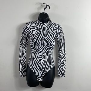 Zebra print long sleeve bodysuit